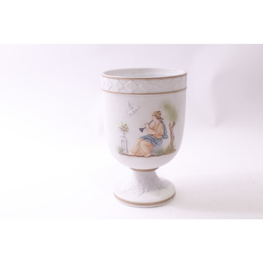 Athena, Grecian Goddess and Cherub, Vase, Ceramic Urn Candy Jar ~ 250729-WH 1339